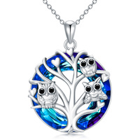 Owl Gift for Women Owl Tree of Life Necklace for Women 925 Sterling Silver Tree of Life Owl Jewelry 