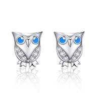 S925 Sterling Silver Owl Hypoallergenic Cute Small Fashion Stud Earrings