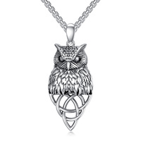 Owl Handmade Silver Mens Necklace, Owl Silver Men Jewelry, Owl Sterling Silver Pendant, Owl Silver G