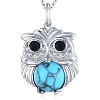 925 Sterling Silver Animal with Cubic Zirconia Owl Bird Necklace