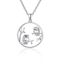 Sterling Silver Owl Animal Mother Daughter Pendant Necklace Jewelry
