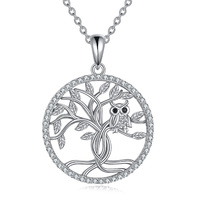 Tree of Life Owl Necklace Sterling Silver Family Tree Pendant Necklace Jewelry Gifts for Women
