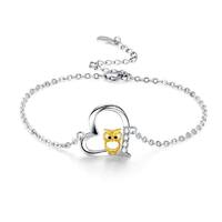 Sterling Silver Heart Owl  Animal Bracelets Friendship Jewelry Gifts