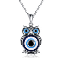 Sterling Silver Owl Evil Eye Animal Pendant Necklace Jewelry Gifts