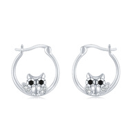 Owl Earrings 925 Sterling silver Animal Hoop Earrings Owl Jewelry Gift for women girls children