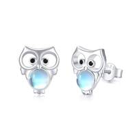 Owl Earring for Women 925 Sterling Silver Moonstone Stud Earrings Gift Jewelry
