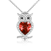 Birthstone Necklace Sterling Silver Owl Pendant Jewelry Gifts Women Girls  Owl Lovers