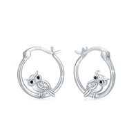 Owl Hoop Earrings 925 Sterling Silver Cute Animal Earrings Owl Jewelry Gifts for Women Girls
