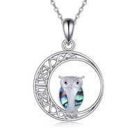 Animal Necklace 925 Sterling Silver Celtic Knot Moon Owl Necklace Fox Pendant Jewelry