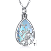 Sterling Silver Always in My Heart Owl Urn Necklace for Ashes Owl Cremation Jewelry for Ashes of Lov