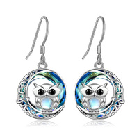 Sterling Silver Owl Earrings Animal Drop Earrings for Women Anniversary Birthday Christmas Gifts for