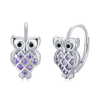 Owl Earrings Silver 925 Leverback Earrings Jewelry for Women Girls
