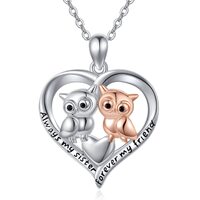 Owl Necklace for Women Sterling Silver Cute Animal Pendant Necklace Jewelry Gift for Sister Girls