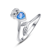 Owl Adjustable Rings Sterling Sliver Animal Open Rings Finger Rings Owl Jewelry Gifts for Women Teen