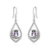 Owl Earrings 925 Sterling Silver Owl Dangle Dangling Drop Charm Earrings Animal Jewelry Gifts for Wo