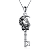 Owl Key Necklace for Women in Sterling Silve