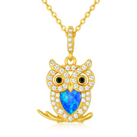 Owl Necklace in Yellow Gold