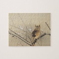 Early Plum Blossoms by Nishimura Goun, Vintage Owl Jigsaw Puzzle