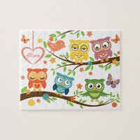 Cute owl theme, with heart shaped name sign jigsaw puzzle