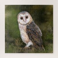 Western Barn Owl - Migned Watercolor Painting Art  Jigsaw Puzzle