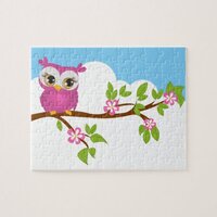 Cute Owl Girl on a Branch Puzzles