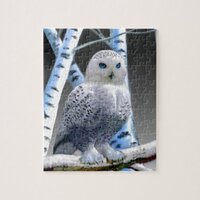 Blue-eyed Snow Owl Jigsaw Puzzle