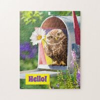 Owl With Flower In Mailbox Jigsaw Puzzle