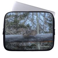 Flying Great Grey Owl Raptor Winter Wildlife Photo Laptop Sleeve