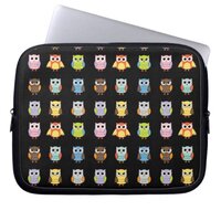 Lots of Colorful Cute Owls Pattern Laptop Sleeve