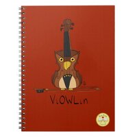 Violin Cute Musician Kids Owl Notebook