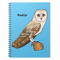 Barn owl bird cartoon illustration  notebook