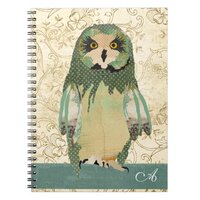 Gypsy Polkadot Owl Monogram Notebook