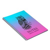 Black Owl on and purple ombre background Notebook