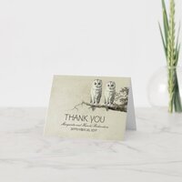 Romantic vintage two OWLS wedding thank you cards