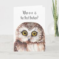 Custom Best Brother Birthday Cute Owl Humor Card