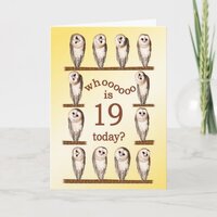 19th birthday, Curious owls card. Card