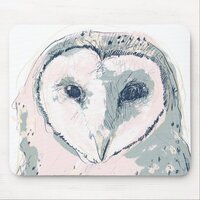 Funky Owl Portrait Mouse Pad