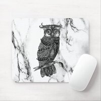 Camouflaged Owl on Marble Mouse Pad