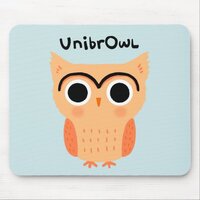 UnibrOwl Unibrow Owl | Funny Cute Eyebrows Owl Mouse Pad