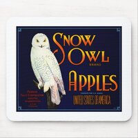 Snow Owl Apples Mouse Pad