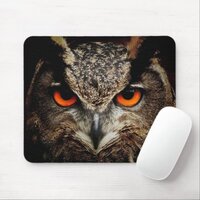 Portrait of a Great Horned Owl on a Mouse Pad