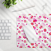 Pattern Of Owls, Cute Owls, Pink Owls, Hearts Mouse Pad