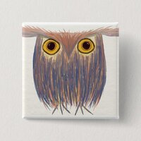 Colorful Owl Watercolor Painting Pinback Button