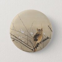 Early Plum Blossoms by Nishimura Goun, Vintage Owl Button