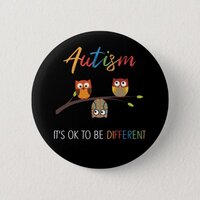 Puzzle Owl Cute Autism Awareness Autistic Kid Button