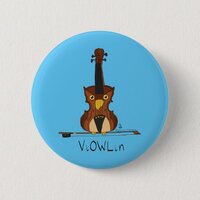 Funny Violin Cute Owl Musician Kids Music Button