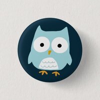 Cute Blue Owl Button
