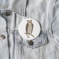 Great Horned Owl Colored Pencil Art Button