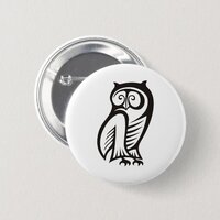 Owl Symbol Black Pinback Button