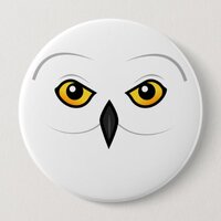 Birdorable Snowy Owl Face Pinback Button
